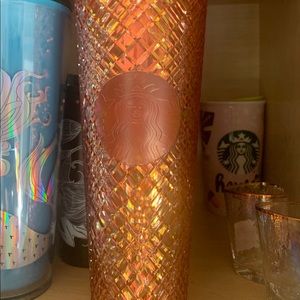 Peach 🍑 Starbucks tall tumbler. With straw. New.